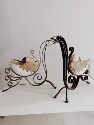 Paire de lampes oiseaux 1960